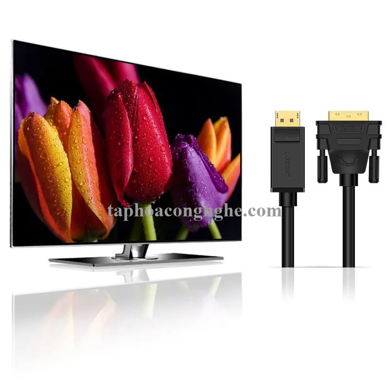 Ugreen 10222 3M màu Đen Cáp chuyển đổi DP sang DVI 24 + 1 Hỗ trợ độ phân giải 1920x1201 DP103 30010222